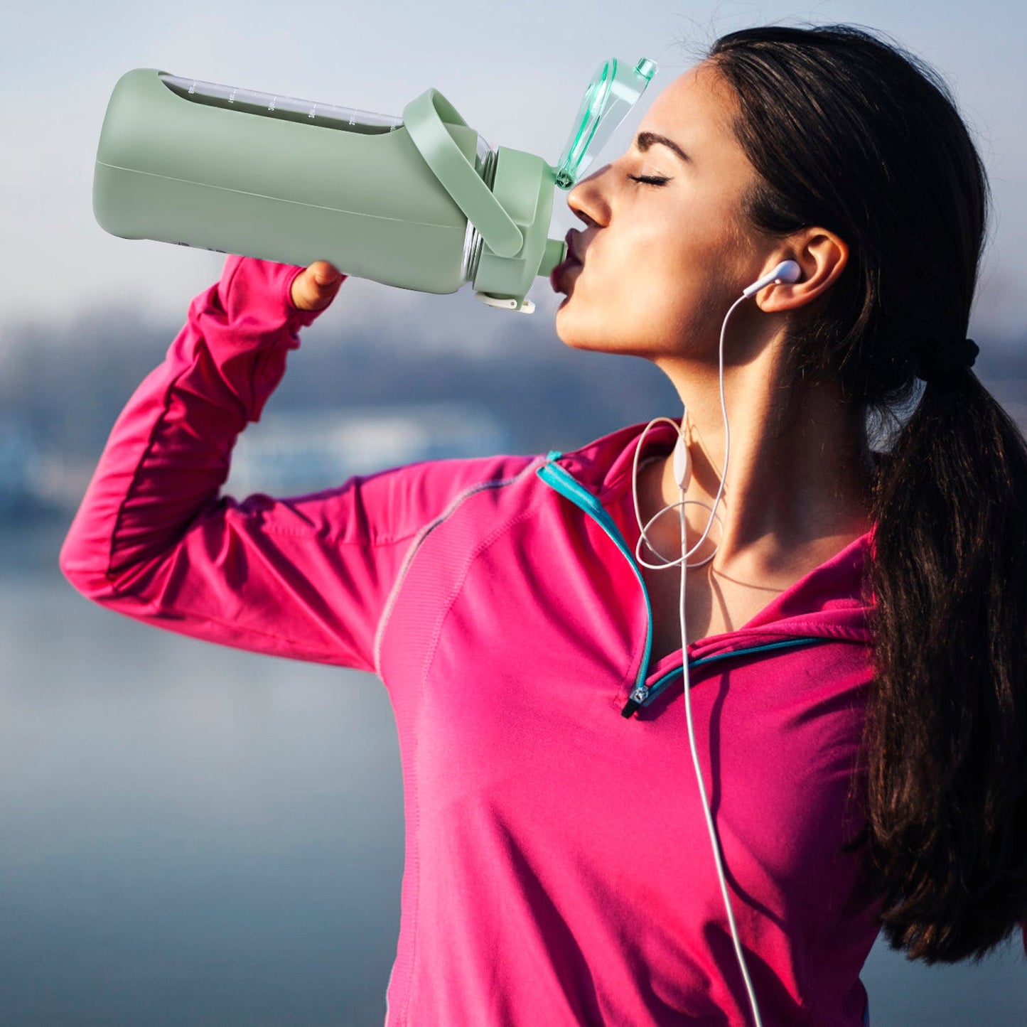 34Oz Glass Water Bottle Sports Water Bottle Motivational Water Bottle Water Intake Tracker Bottle with Straw Time Marker Silicone Sleeve Handle for Gy
