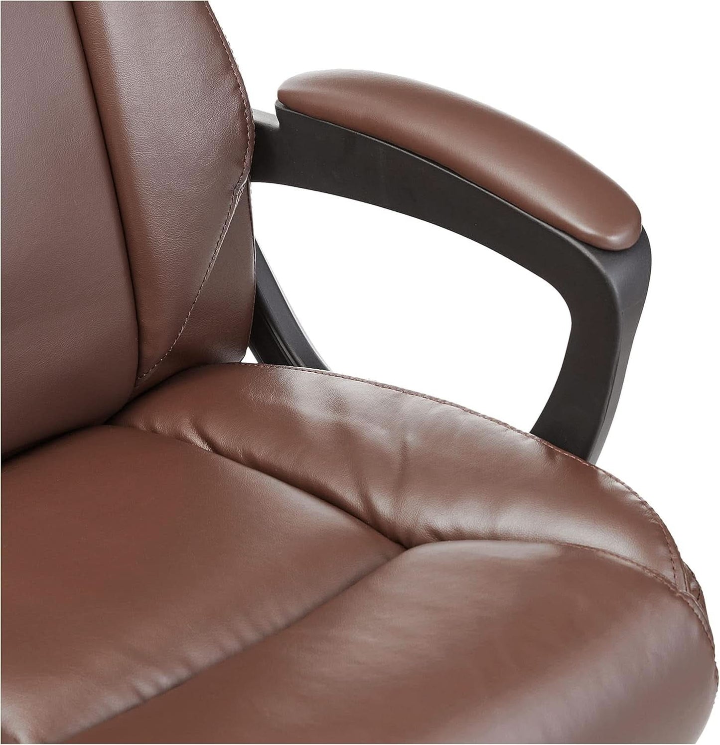 Amazon Basics Classic Puresoft PU Padded Mid Back Office Chair Armrest Brown