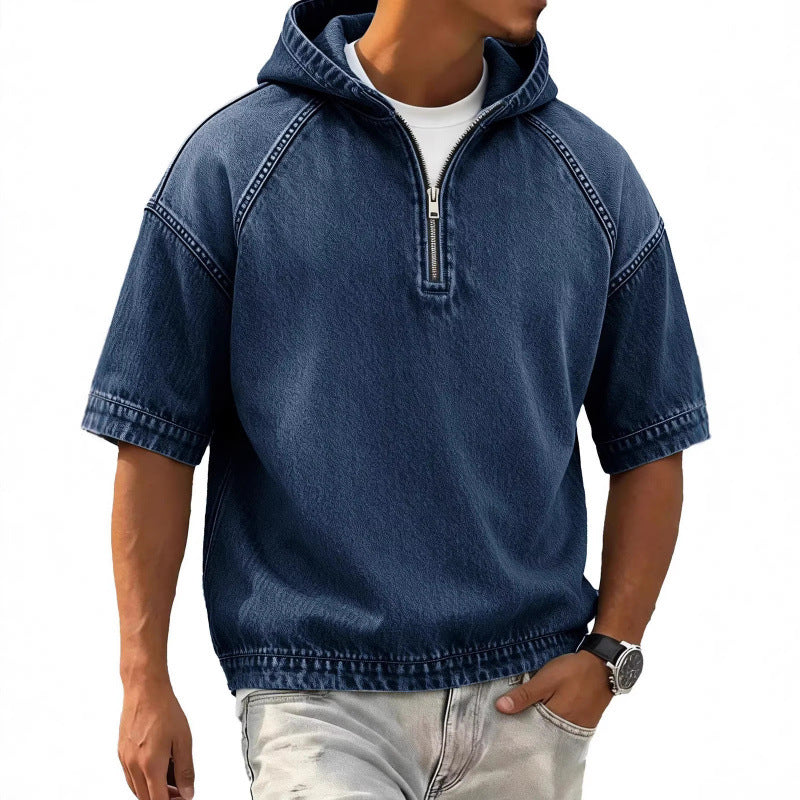 Sports Hoodie With A Half-zip And Hood
