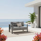 Outdoor Loveseat Aluminum Gray Dark Gray Olefin Cushions 50in
