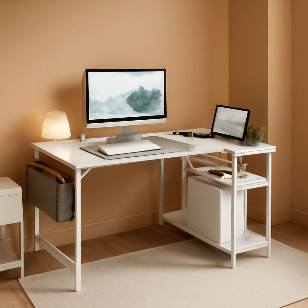 40 Inch L Shaped Desk With Power Outlets For Home Office