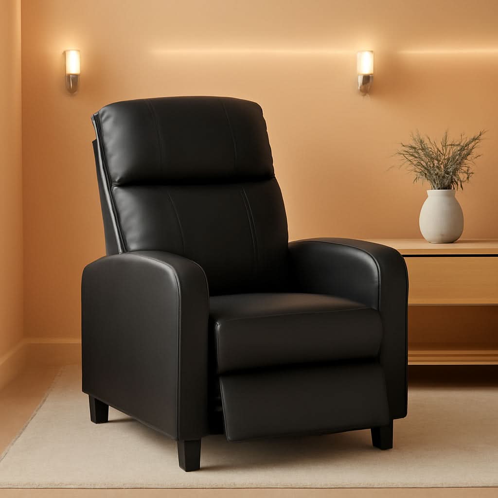 Black Wingback Recliner With Massage Therapy Living Room