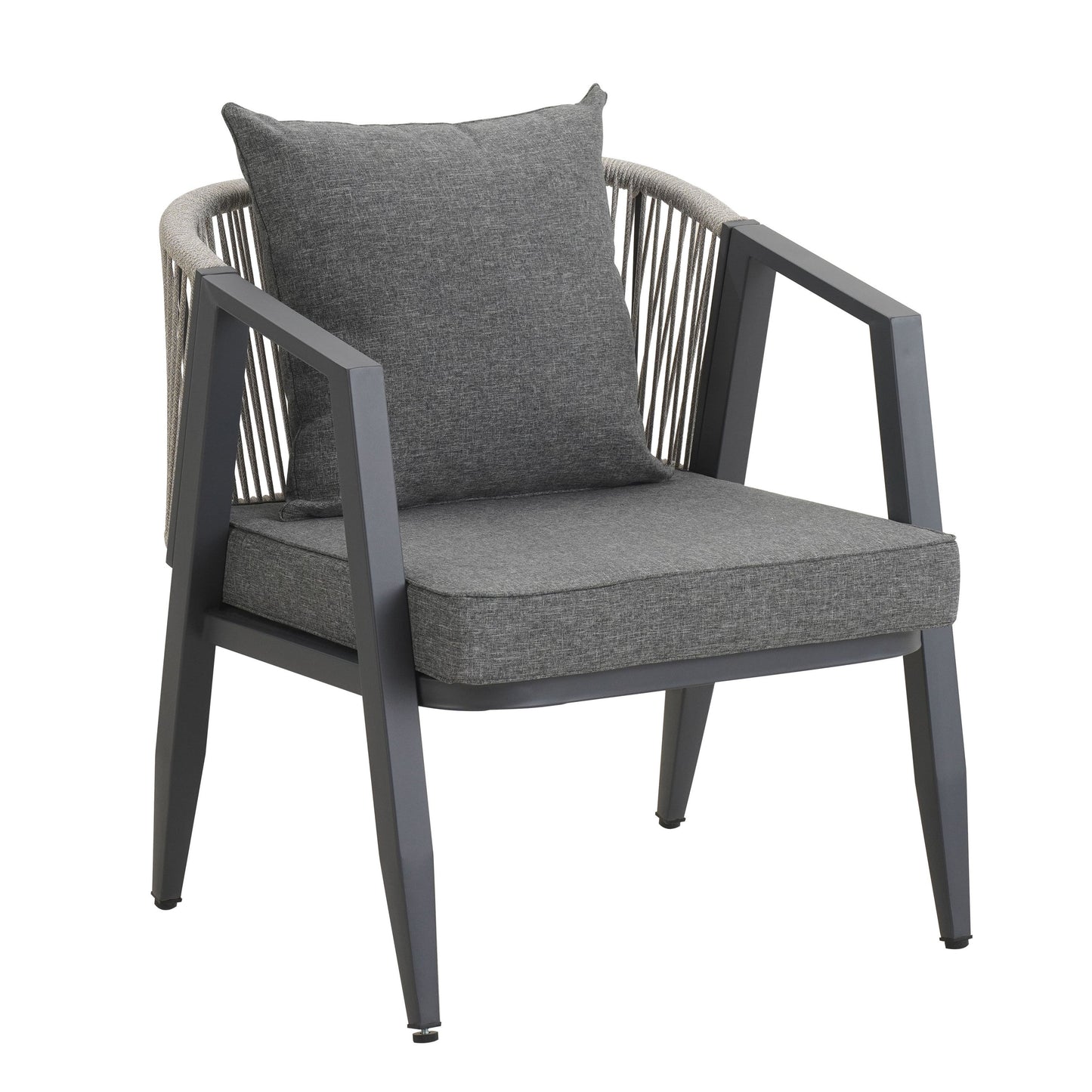 Outdoor Seating Set 4 Piece Bench Chairs Table Iron Gray