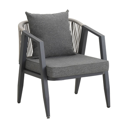 Outdoor Seating Set 4 Piece Bench Chairs Table Iron Gray