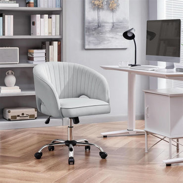 Home Office Chair With Tufted Barrel Back Light Gray