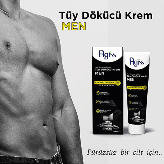 Agiss Men's Hair Removal Cream 100ml - Painless & Effective Solution for Smooth Skin