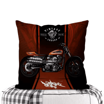 Motorcycle-Themed Double-Sided Square Pillow