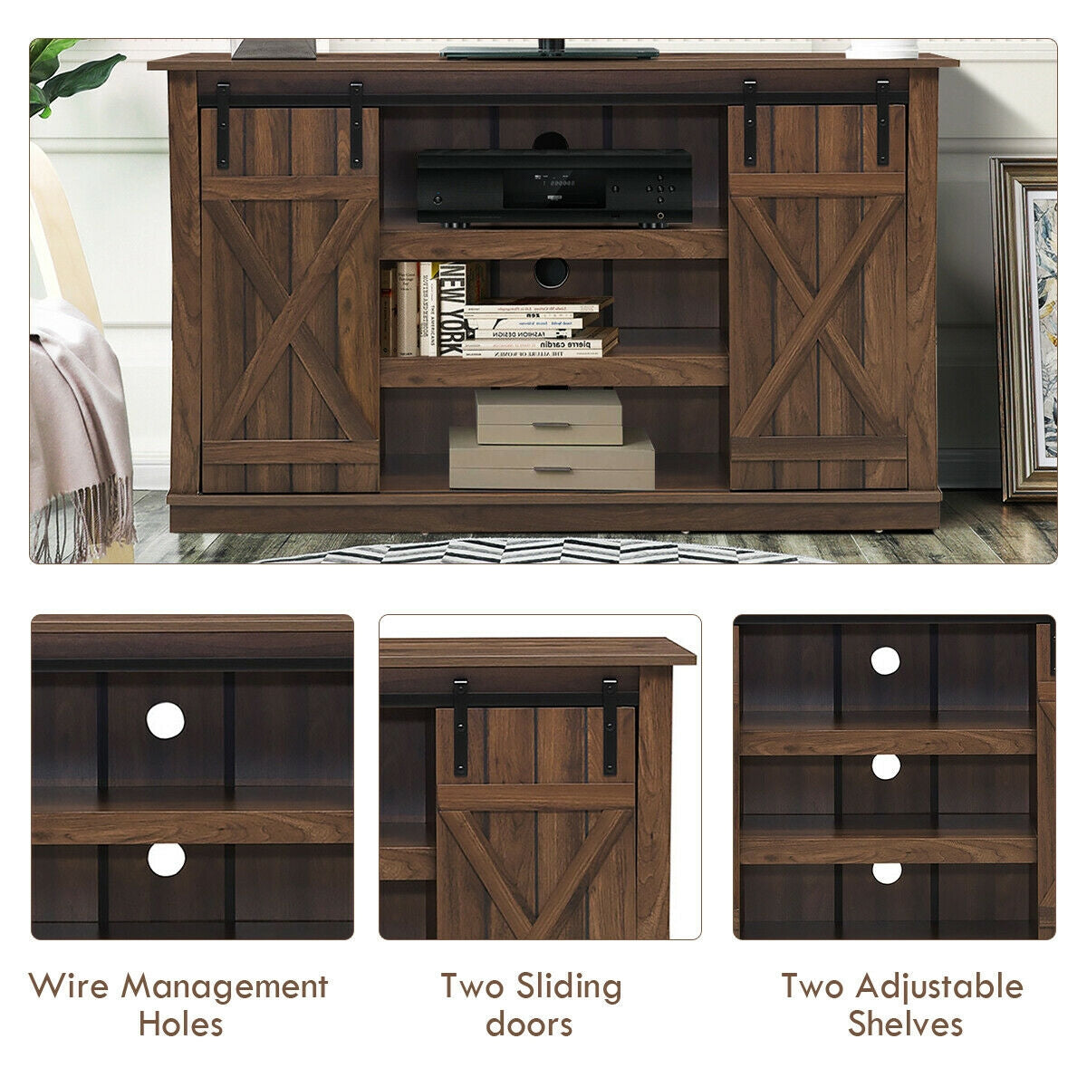 Sliding Barn TV Stand Console Table
