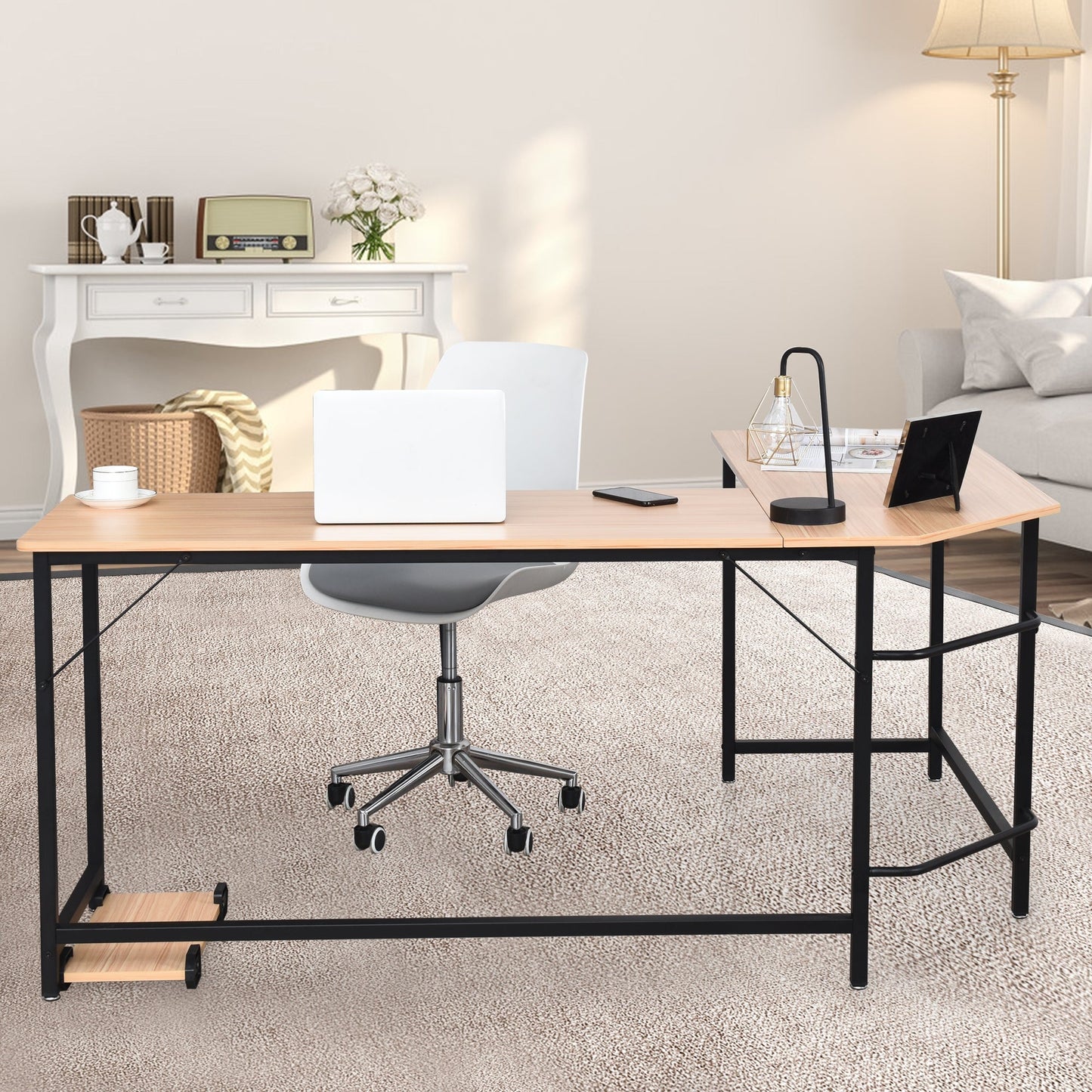 L Shaped Desk Corner Computer Desk PC Laptop Gaming Table Workstation