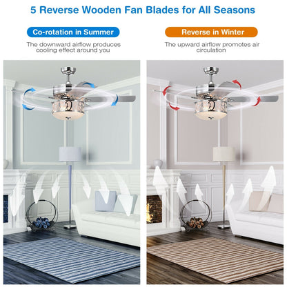 52 Inch Ceiling Fan with Light Reversible Blade and Adjustable Speed