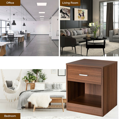 2 Pieces Nightstand with Storage Drawer and Cabinet