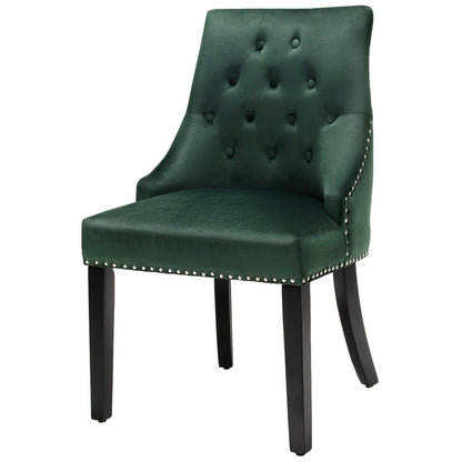 Modern Upholstered Button-Tufted Dining Chair with Naild Trim