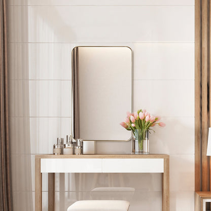 32 Inch x 20 Inch Metal Frame Wall-Mounted Rectangle Mirror
