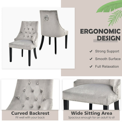 Modern Upholstered Button-Tufted Dining Chair with Naild Trim
