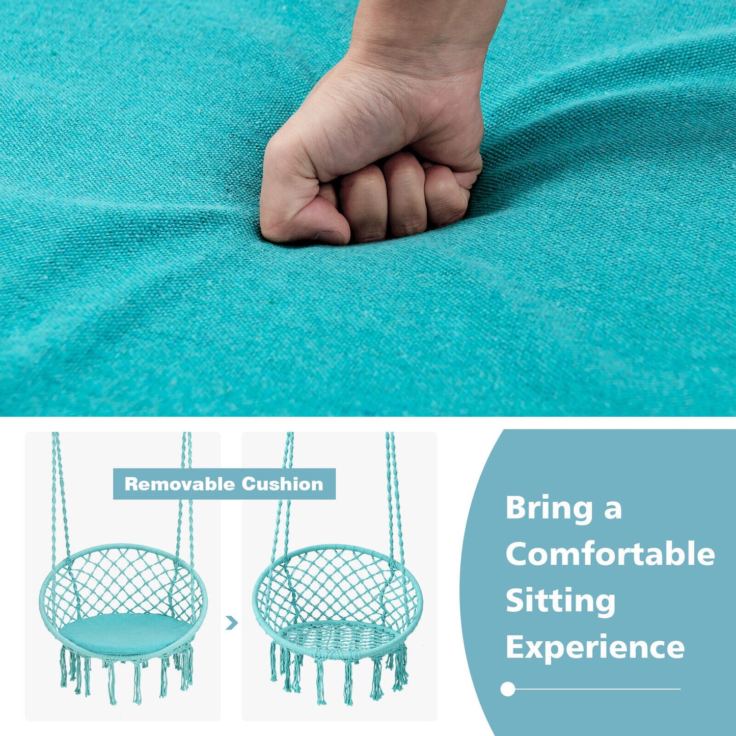 Cushioned Hammock Swing Chair with Hanging Kit