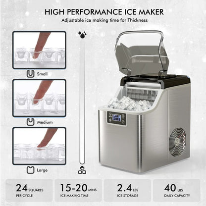 Portable Ice Maker with Scoop & Basket
