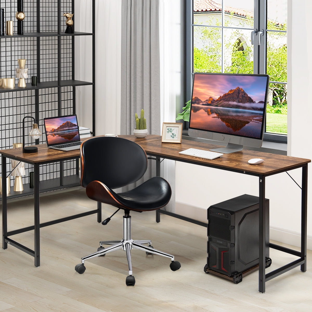 L Shaped Desk Corner Computer Desk PC Laptop Gaming Table Workstation