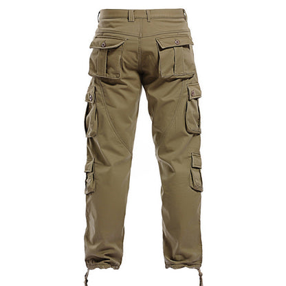 Mens Fleece-Lined Thickened Plus-Size Warm Loose-Fit Work Trousers