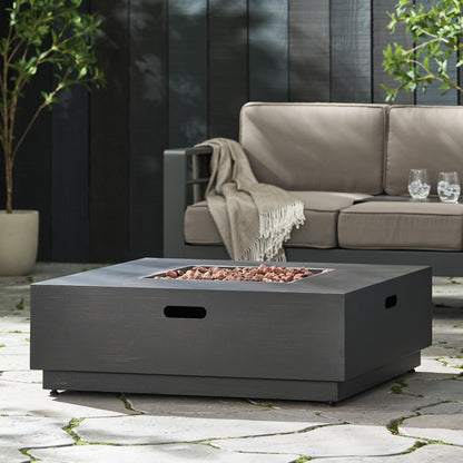 Stylish 40' Square Fire Pit in Brown and Gold Iron for Outdoor Warmth