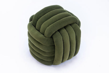 Chenille Knot Design Ottoman Makeup Stool Footstool, Green
