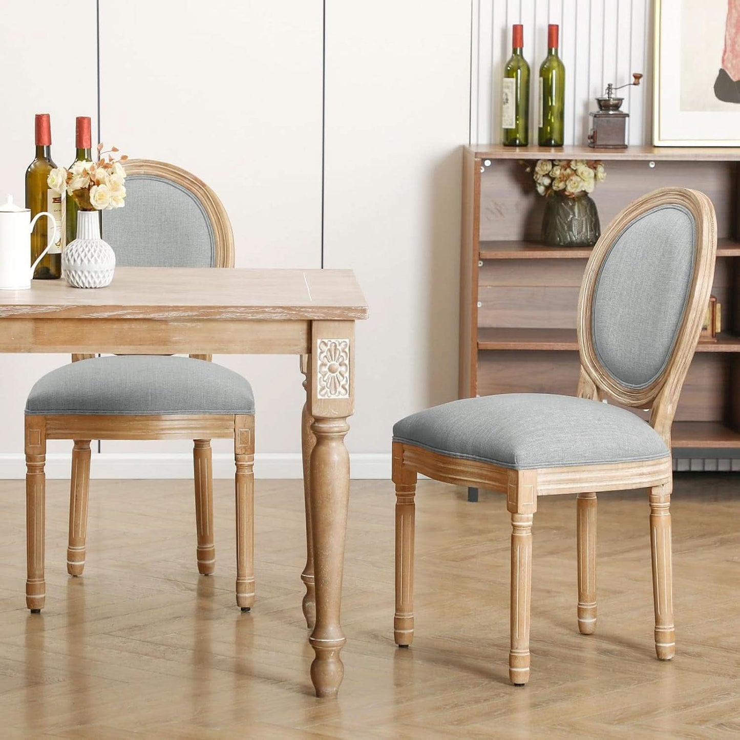 Light Grey Upholstered Dining Chairs Set Of 2 Round Back