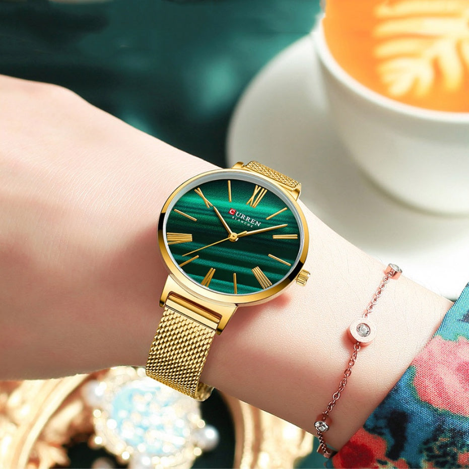 Roman Numeral Ultra-thin Mesh Strap Womens Watch