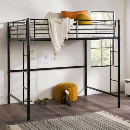Urban Industrial Metal Double Loft Bunk Bed Full Black