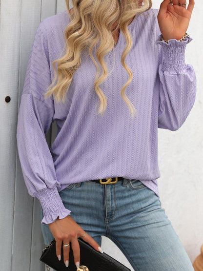 Textured Lantern Sleeve Top