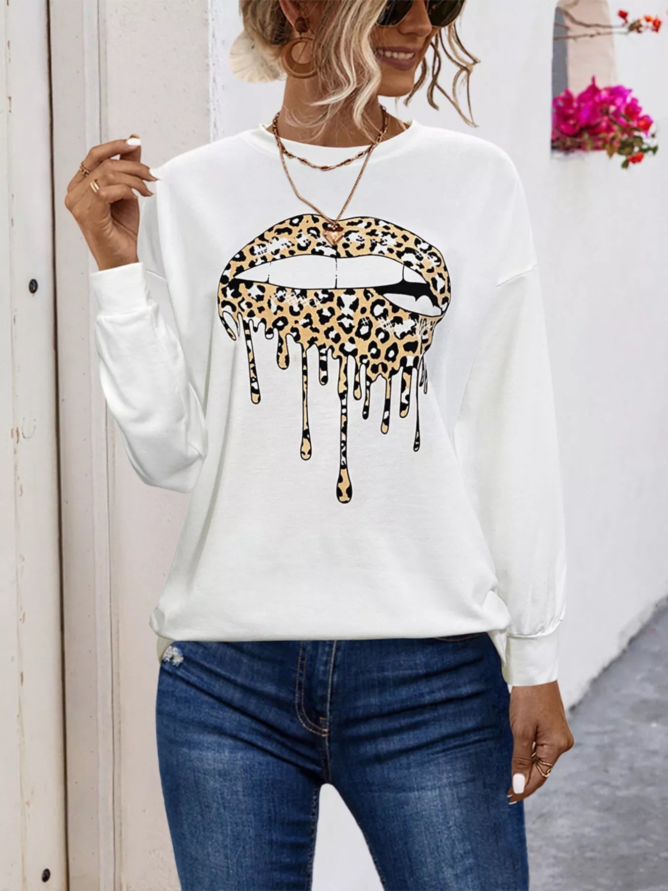 Graphic Round Neck Dropped Shoulder T-Shirt