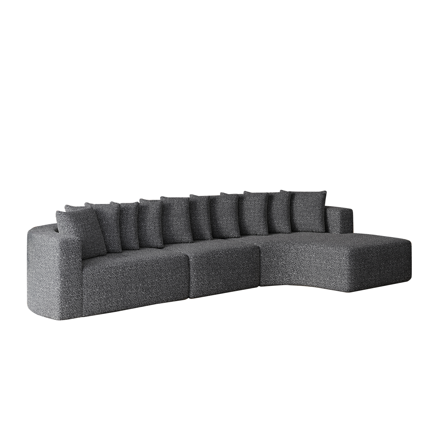 Cloud Sectional Sofa 131" Gray Chenille 3-Seat Right Chaise