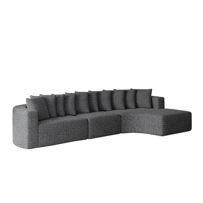 Cloud Sectional Sofa 131" Gray Chenille 3-Seat Right Chaise