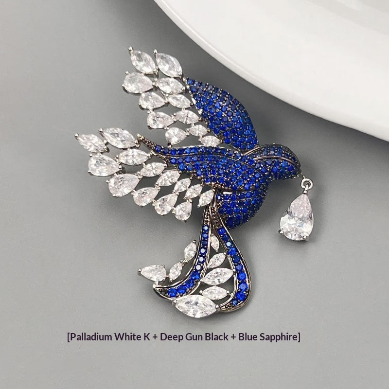 Fashionable Lightly Luxurious Micro-paved Zircon Bird Brooch