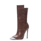 Plus Size Pointed Toe Snakeskin Heeled Ankle Boots