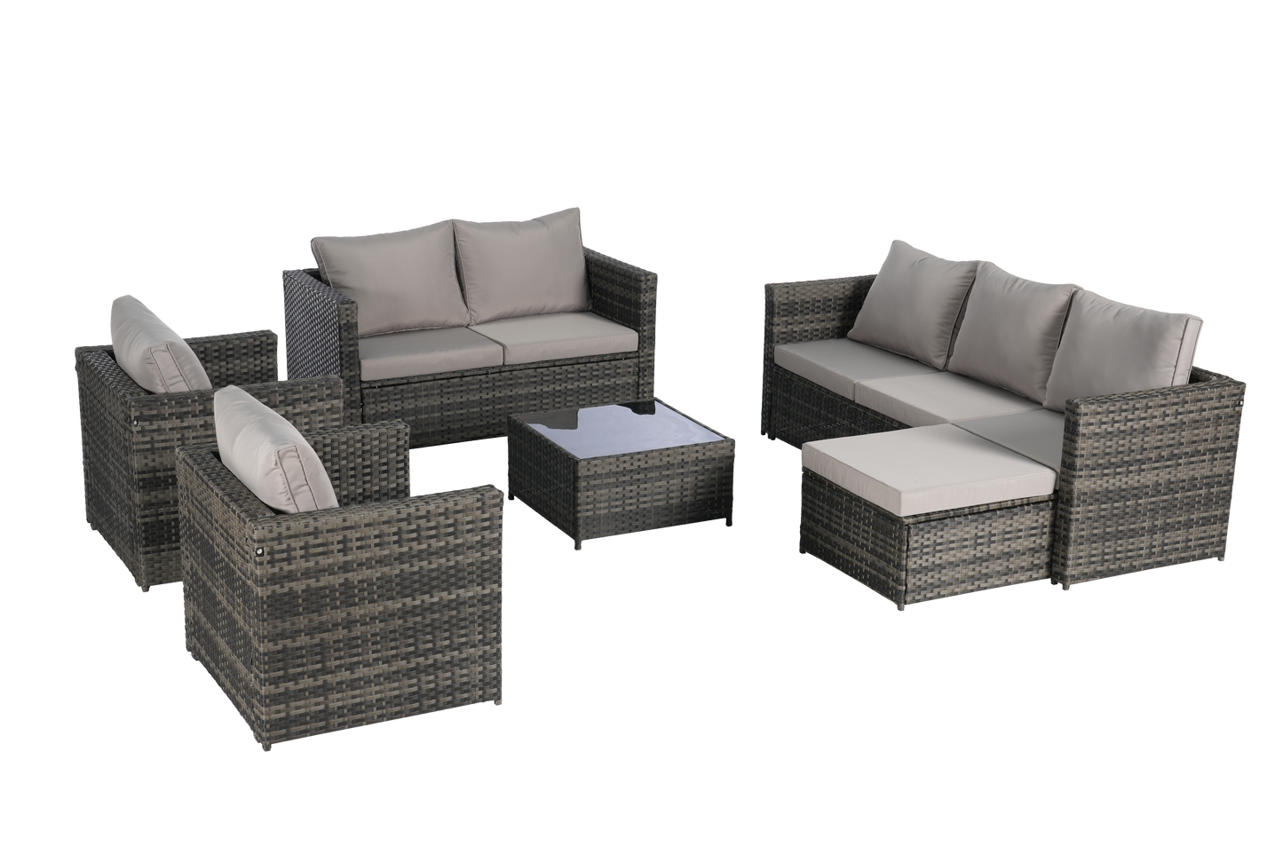 Outdoor Patio Set 6 Piece PE Rattan Seats 8