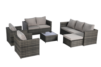 Outdoor Patio Set 6 Piece PE Rattan Seats 8