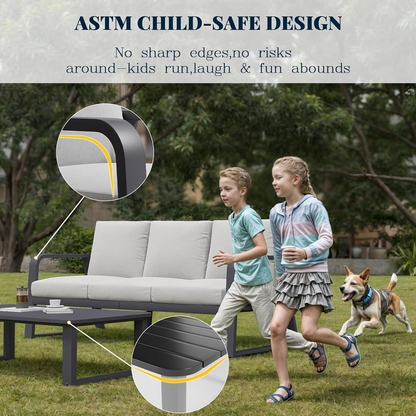 8 Piece Aluminum Patio Set Dark Gray Sofa Swivel