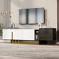 TV Stand Luxury White MDF Metal Legs Drawer 2-Cabinet Fits 70 In TV 66.7 In