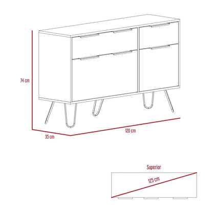 Dresser Modern Set of 2 4-Drawer Light Ash Particle Board Metal Legs 47.2 In