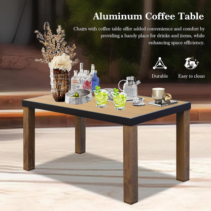 4 Piece Outdoor Conversation Set Aluminum Sofa 2 Chairs Table