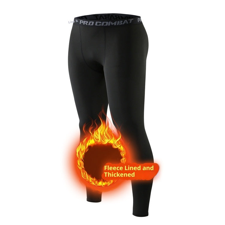 Autumn And Winter Fleece-lined Sports Tights Men