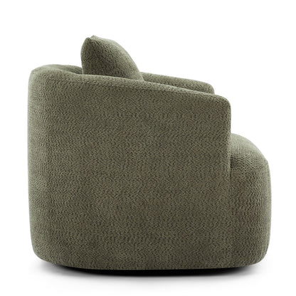 Accent Chair Swivel Barrel Chenille Green 360 Degree Pocket Spring 38 In