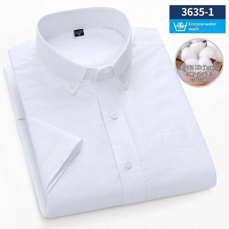 Mens Short-Sleeve Pure Cotton Oxford Shirt