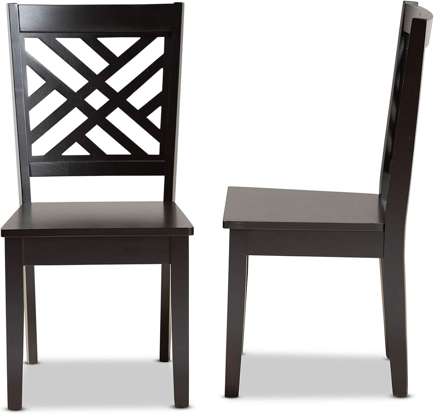 Caron Dark Brown Wood Dining Chairs Set Two Piece Collection