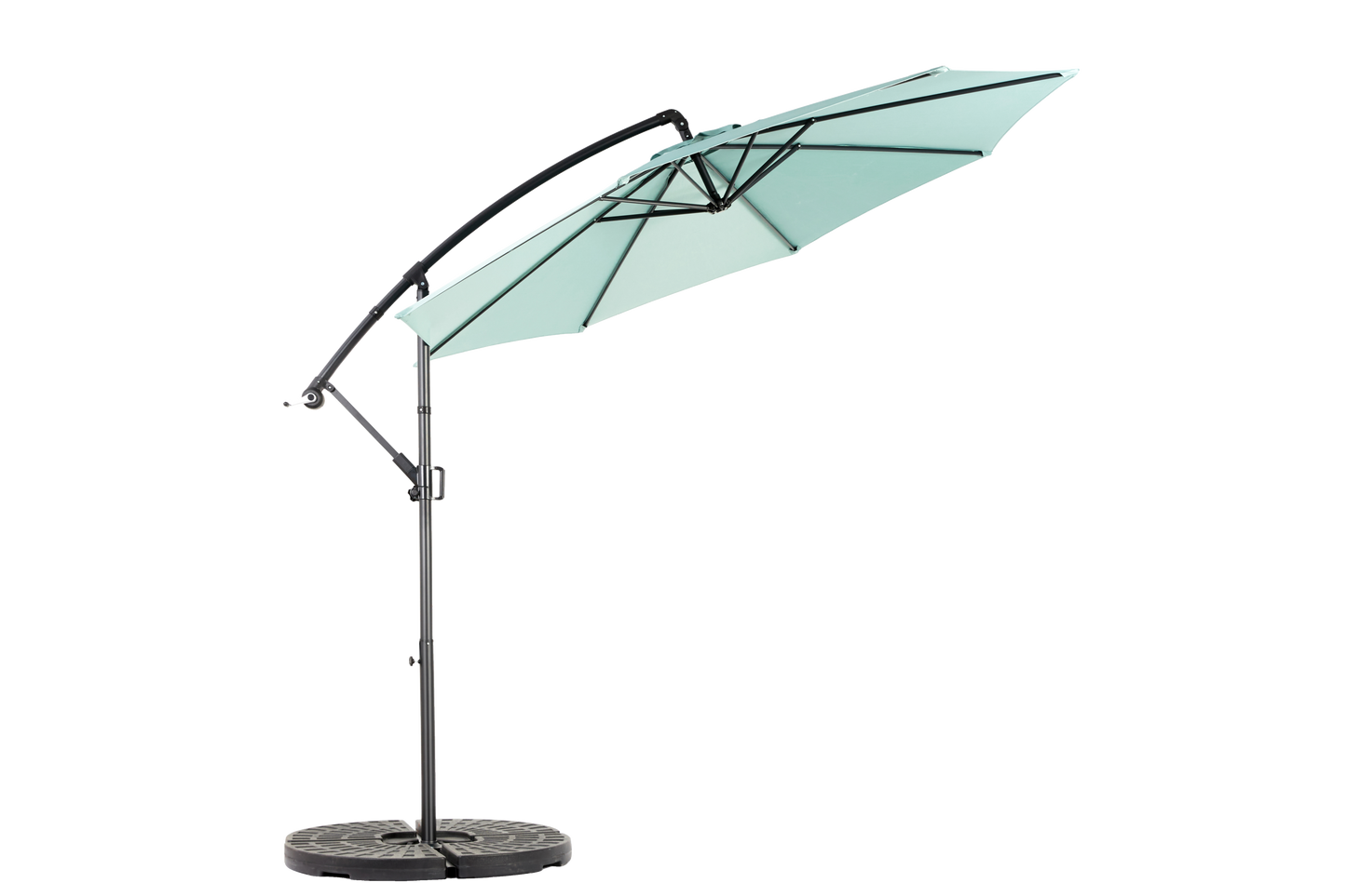 10ft Offset Hanging Market Patio Umbrella w-Easy Tilt Adjustment, Light Green
