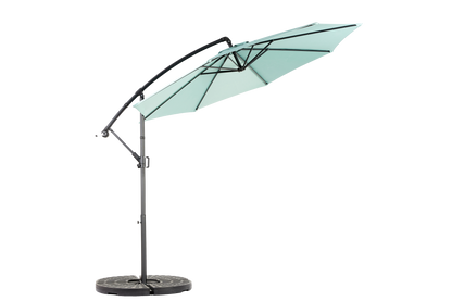 10ft Offset Hanging Market Patio Umbrella w-Easy Tilt Adjustment, Light Green