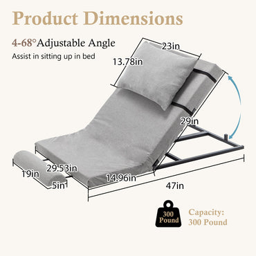 Bed Backrest Electric Adjustable 4-68 Degree Remote Washable 300 LB 47 In