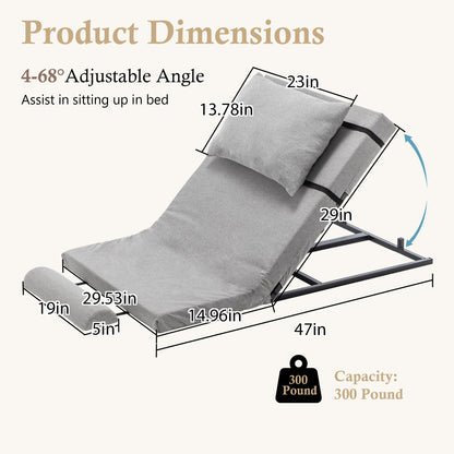 Bed Backrest Electric Adjustable 4-68 Degree Remote Washable 300 LB 47 In