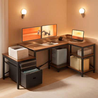 L Shaped Desk With Drawers Industrial Grade Cabinet