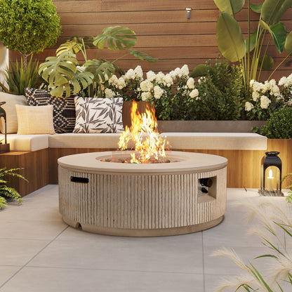 Fire Pit Propane Round MGO 50000 BTU with Tank Cover Table 38.19 In