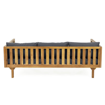 Outdoor Patio Set Acacia Wood Wicker Teak Dark Gray Daybed 2 Piece 600 LB